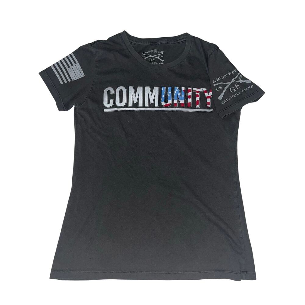 Grunt Style Women’s MD American Flag “Community” Graphic T-shirt